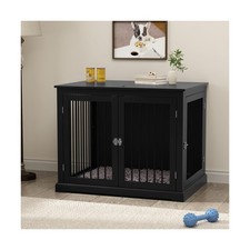 Large Dog Crate Furniture, Wooden Dog Kennel with Cushion, Dog Crate End Tabl...