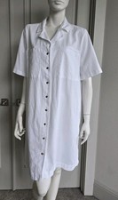 Universal Thread White Linen Button Down Short Sleeve Dress Sz M Oversized