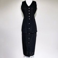 Vintage Early 90s Rampage NWT Black 2-Pc Silver Button Top and Maxi Skirt Set S