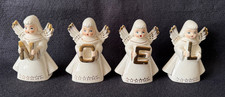 RARE Vintage Ceramic NOEL Heavenly ANGELS~White/Gold~ Blue Eyes~Japan~READ