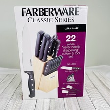 Knife Block Set With Kitchen Stainless Steel Cutlery Knives 22 Piece New in Box