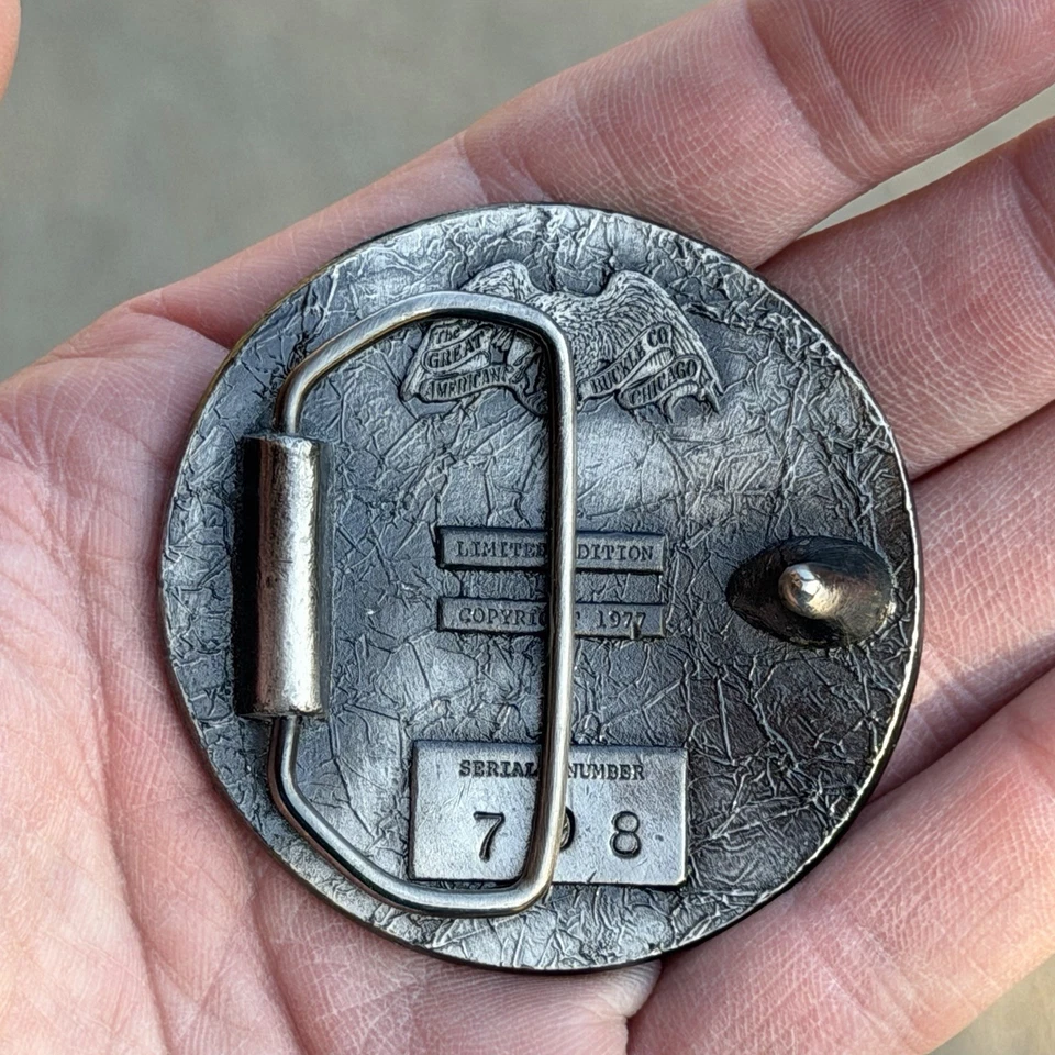 1977 Great American Buckle Co Archer Sagittarius Pewter Belt Buckle #798 Chicago - Image 2 of 4