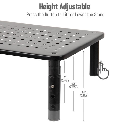 Monitor Stand, Height Adjustable, Ventilated Laptop Riser, Metal, 14.5" L x 9... - Bild 4 von 9