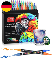 120 Farben Acrylstifte Set, 60Er Acrylic Marker Doppelspitze Pinselspitze, Acryl