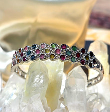 Natural Tourmaline Multi-Color Circular Shaped Bracelet Gift New Women Fashion