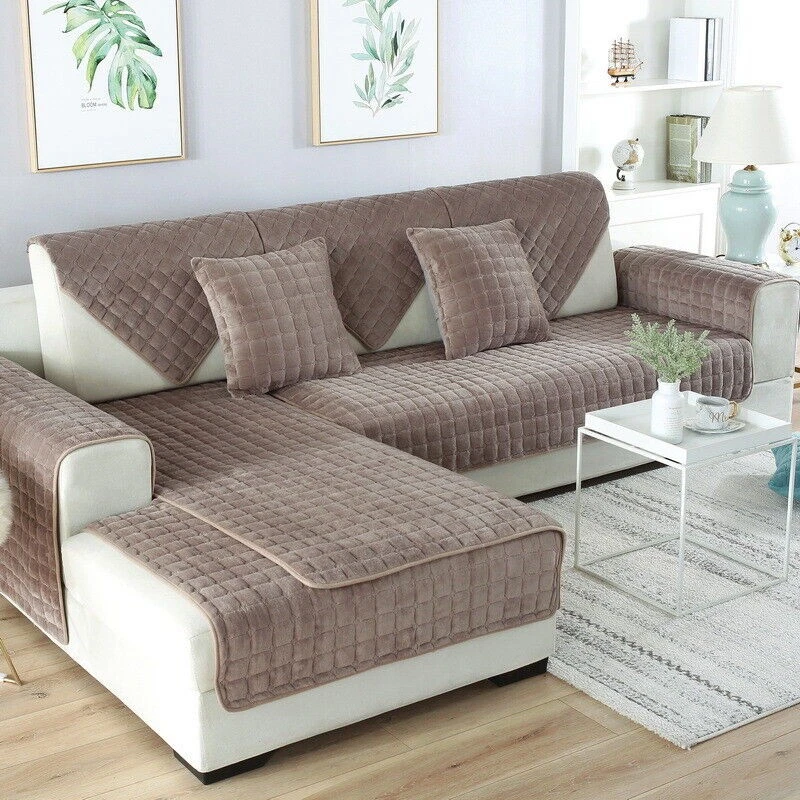 Quilted Sofa Cover Non Slip Square Couch Protector Washable - Image 4 of 4