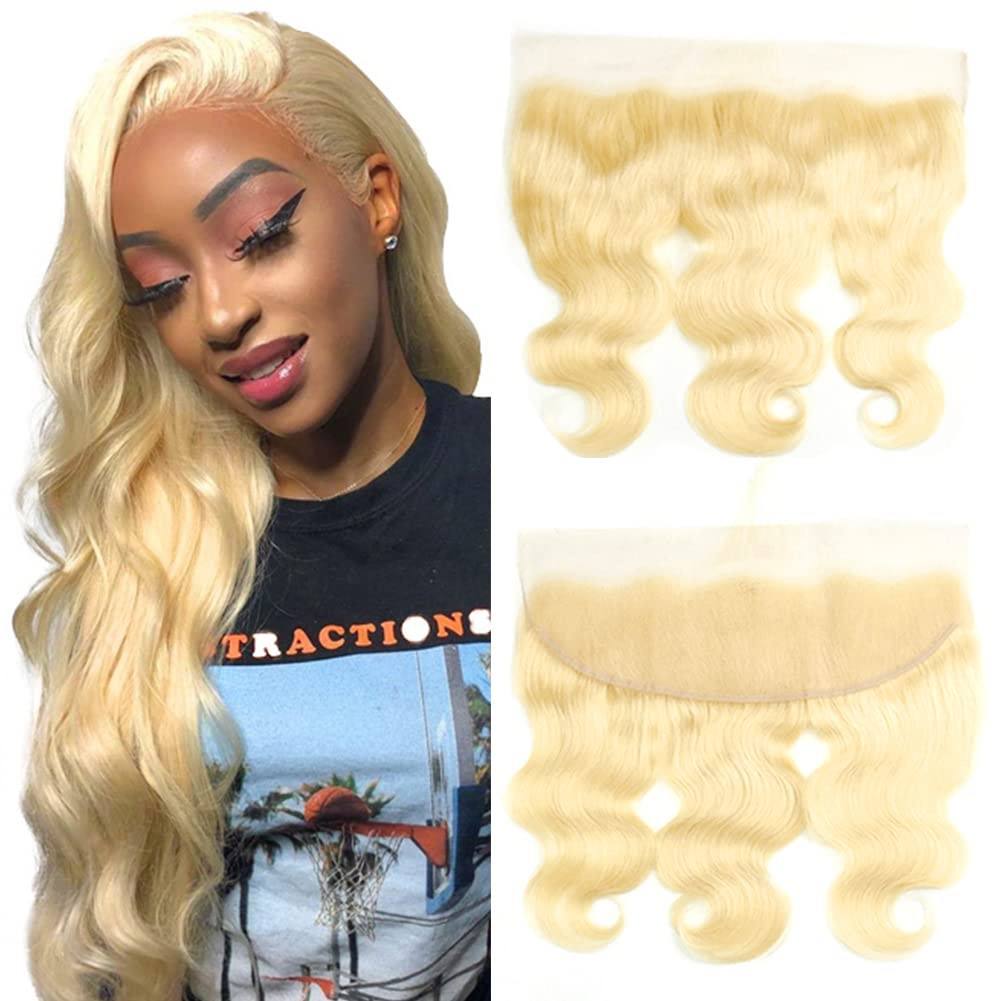 613 HD Lace Frontal 13x4 Body Wave Blonde Virgin Remy Human Hair Transparent