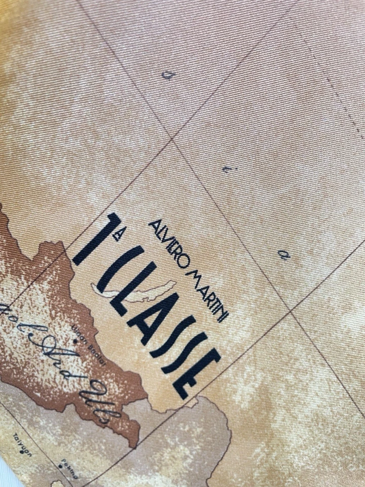 AS6# Alviero Martini Clase 1A Bufanda de Seda Estampado de Mapa Geográfico Hecho en Italia De Colección Foto 2 de 4