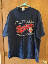 Vintage Y2K Minnesota Twins Baseball Club T-Shirt Navy Blue 100% Cotton Men's XL