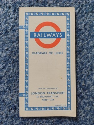 EISENBAHNEN PROSPEKT KARTE RÖHRE UNTERIRDISCH HARRY BECK LINIENDIAGRAMM 1953 SEHR GUTER ZUSTAND LONDON