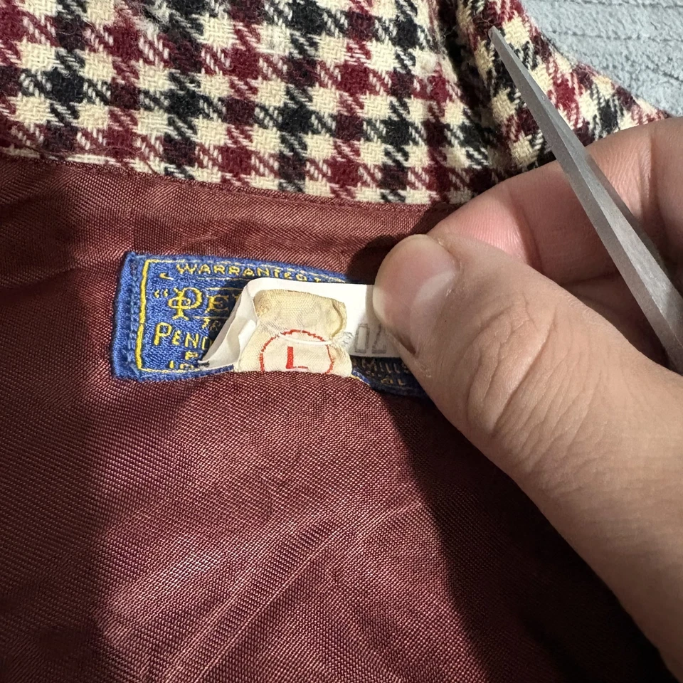 复古 1930 年代 - 40 年代 Pendleton 羊毛格子长袖编舞衬衫尺寸 L 3 口袋 — 第 4/4 张图片