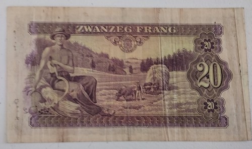 1943 Luxembourg 20 Frang WWII Allied Occupation Note; Pick 42 - Picture 2 of 2