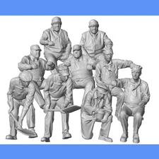 ENGINEER & FIREMAN   Resin Print 1/87 HO Scale  SET OF 9