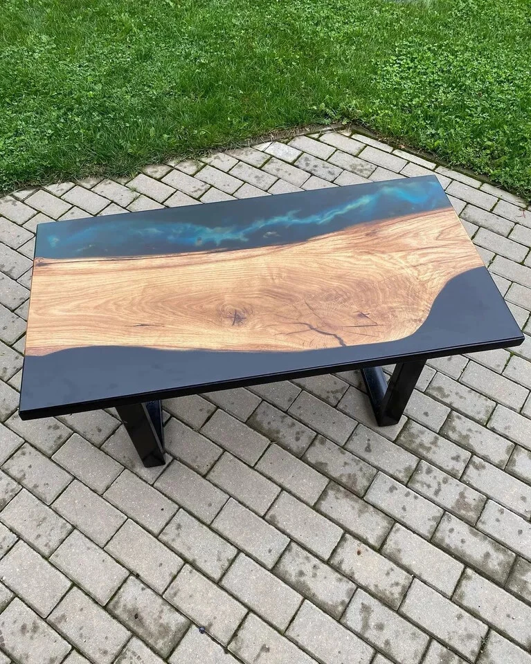 Resin River Walnut Epoxy Custom Dining Handmade Table Top Living Room Deco - Image 4 of 4