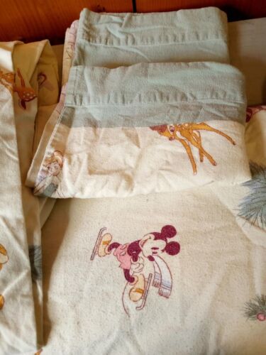 Vtg 4-pc Flannel Full Sheets Set Disney Winterland - Picture 12 of 14