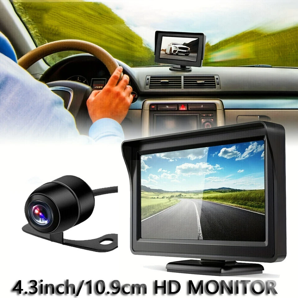 4.3'' Car Monitor Mini Night Vision Reverse Camera Backup Rear View Parking Kit - Image 4 of 4