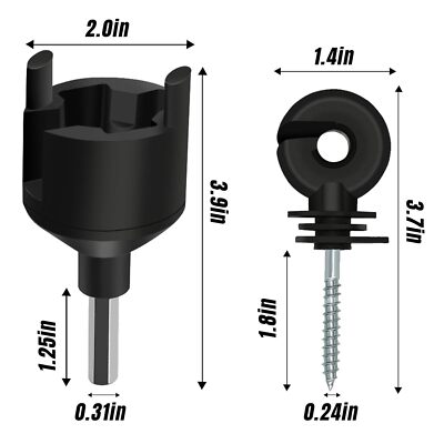 100Pcs Screw-In Electric Fence Insulator Fence Ring Post Wood Post + Socket Tool