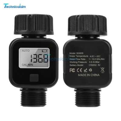 LCD Digital Water Flow Meter for Garden Hose Watering or Filling Gallon/Liter