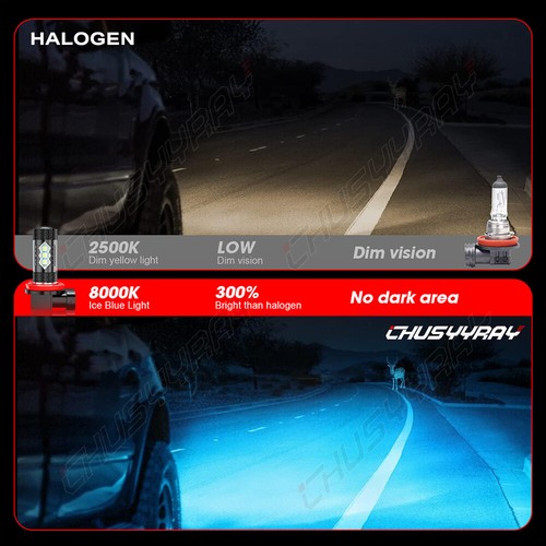 For Jeep Renegade 2015-2021 2pcs H11 H8 LED Fog / Driving Light Bulbs 8000K Blue - Foto 6 di 11