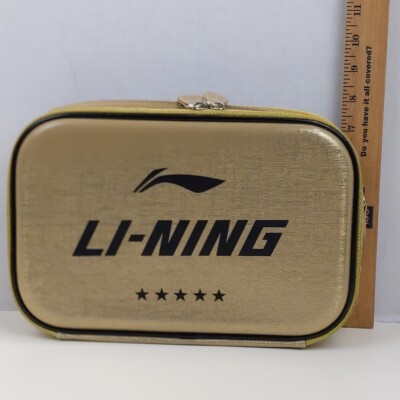 Li-Ning Gold Table Tennis Paddle Case Hard Shell Zipper Storage Bag 5 Star 