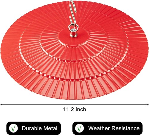 11.2" Metal Bird Feeder Rain Guard Red Dome Cover Umbrella Shade for Hummingbird - Picture 3 of 5