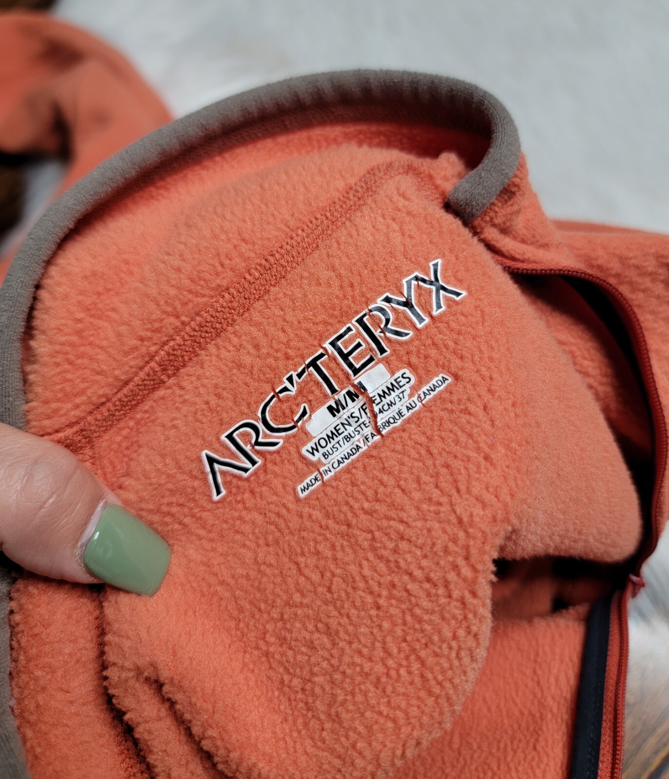 ARC'TERYX Arcteryx Polartec Pullover in Pile Donna Taglia Media Arancione Scollo Zip Laterale