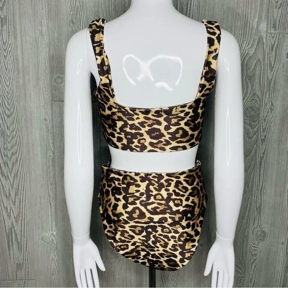 Boohoo guepardo estampado dos piezas bikini conjunto traje de baño traje de baño traje de baño Foto 4 de 4