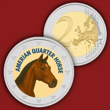 AMERICAN QUARTER HORSE   2 Euro Coloured  UNC Color  Coin