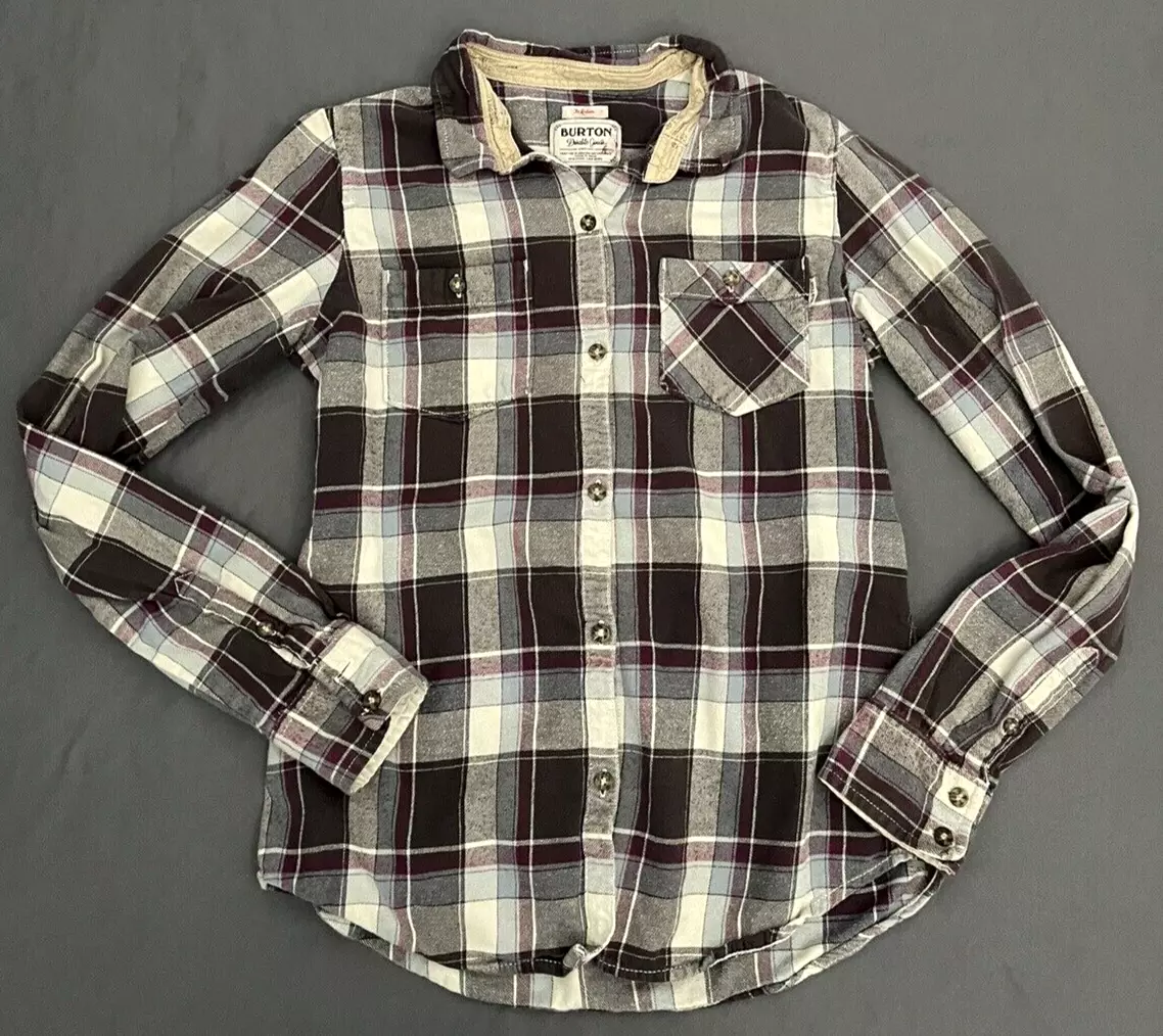burton long sleeve button down purple shirt