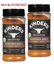 2-PACK Kinder’s Woodfired Garlic Seasoning ~ Hardwood Smoked Flavor 11.5 Oz each