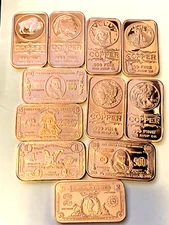 Copper Bars 1 ounce each MIXED 80 ct. (11-12 Different designs) by REEDERSONG
