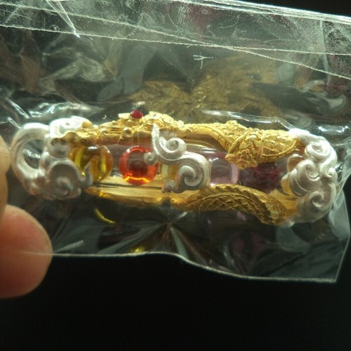 CIONDOLO TAKRUT ORO/ARGENTO MICRON NAGA 5 SFERE GEMME LP MAHA SOMPON AMULETO THAILANDESE - Foto 6 di 11