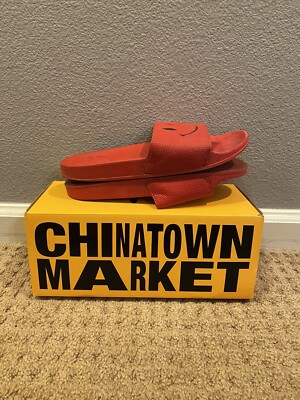 Chinatown Market red smiley slides Size 9 Chinatown Market Smiley Slides Red | eBay main image 2