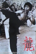 BRUCE LEE "IN ACTION, KICKING" ASIA POSTER - Hong Kong Martial Arts Movie Star