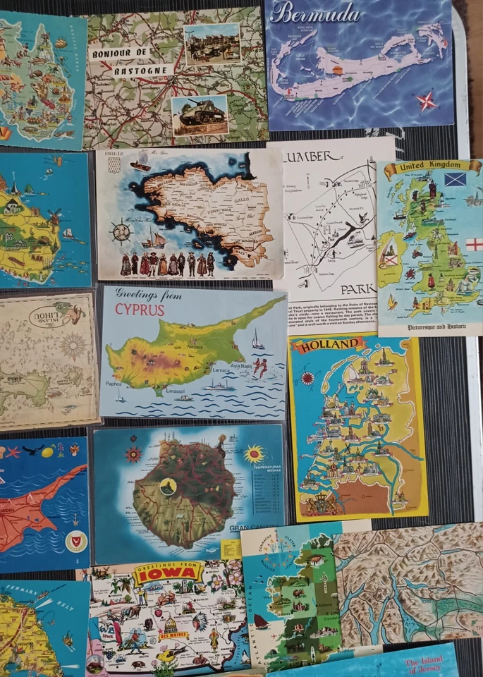 Vintage World Wide Map Postcards Bundle x 53, 1 to a Lord, Posted/Unposted  - Image 3 of 4