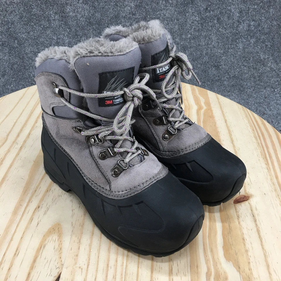Botas Itasca Mujer 8 Granite Peak 3M Thinsulate Gris Nieve Imitación Cuero Tobillo Top Foto 3 de 4
