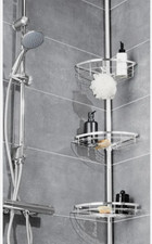 Teleskop Duscheckregal mit 3 Ablagekörben Bad Eckregal  Regal Duschregal