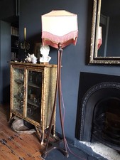 Antique Vintage Original ArtDeco Vellum/Parchment Lampshade On Wooden Stand?