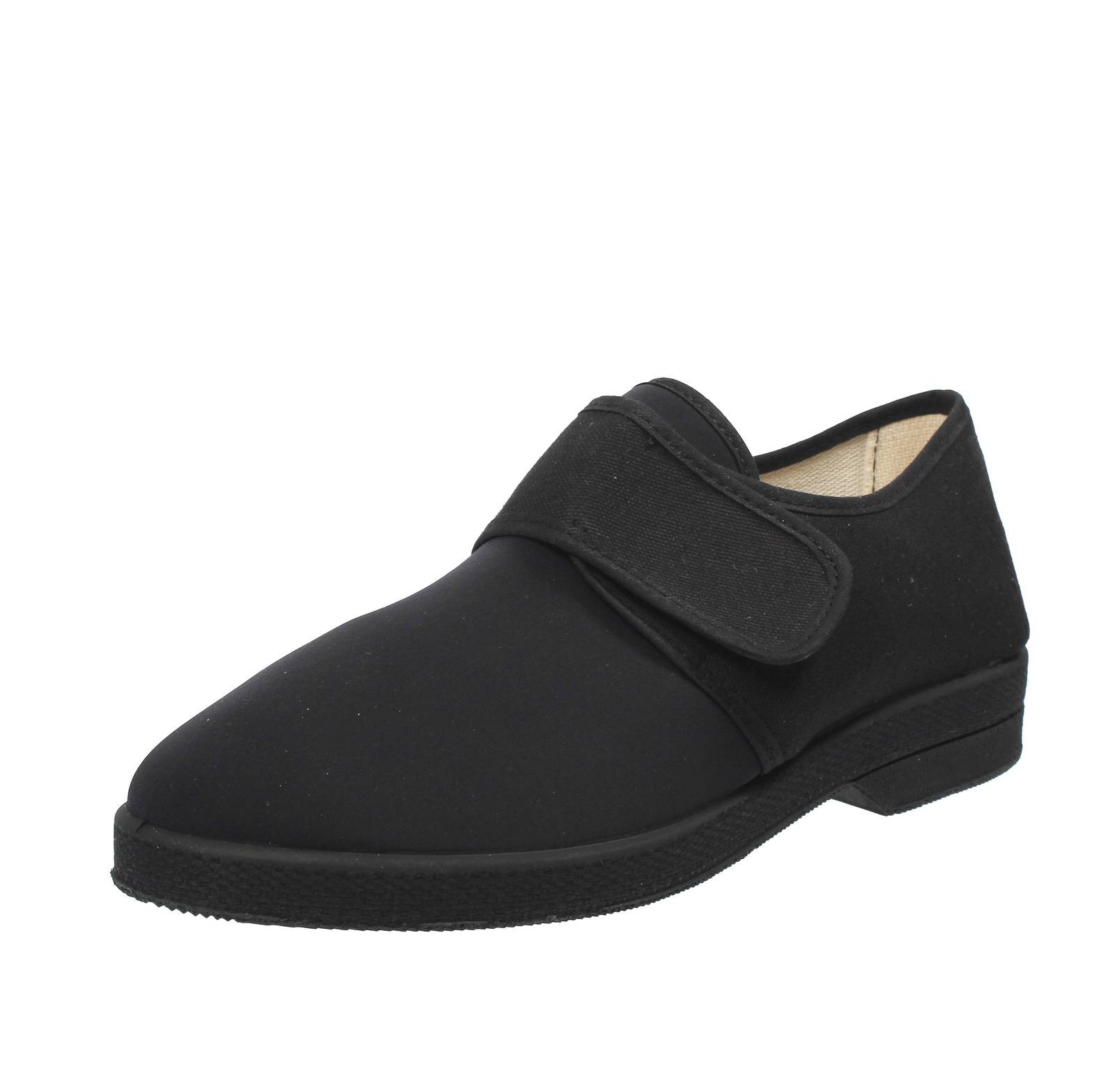 Green Life Canvas Hausschuhe mit schwarzem Riemchen - Größe 43 Herrenschuhe Pantoffeln