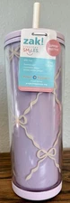 Zak! Sippin’ Pretty 25 Fl Oz Tumbler w/ Straw, BPA Free, Purple/Pink Bows, BNWT