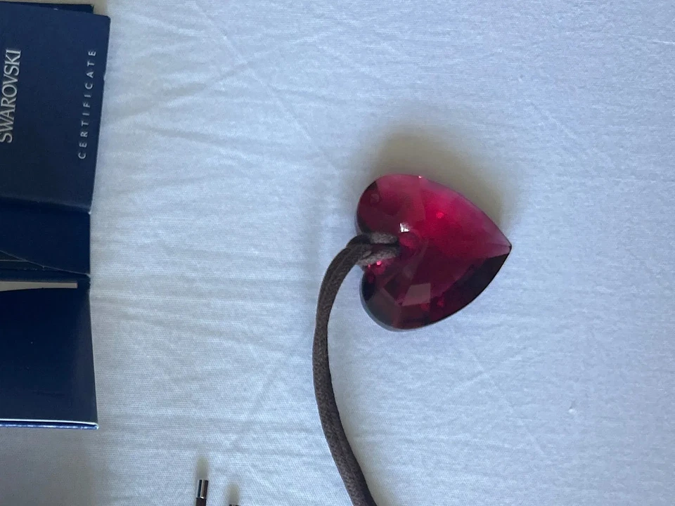 Swarovski Damen Halskette Herz Anhänger Rot Romantisch Strass 80cm - Bild 3 von 4