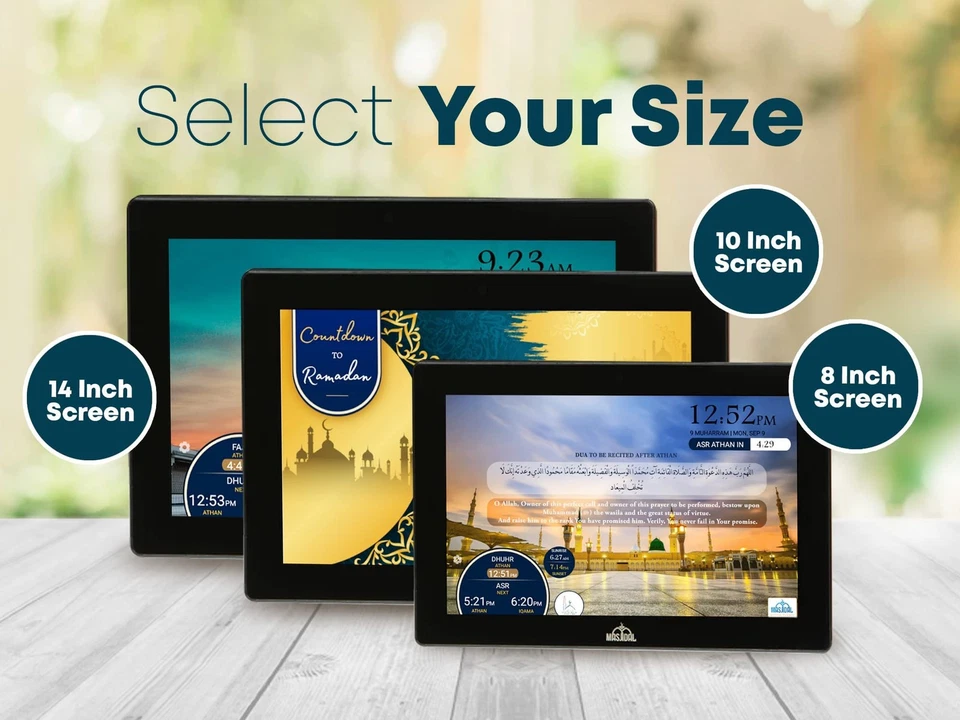 10" Digital Azan Clock with WiFi, Touch Screen, Quran Player, Prayer Times - Image 2 of 4