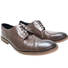 Ben Sherman Mens Lace Up Ombre Brown Leather Oxford Dress Career Shoes 11.5