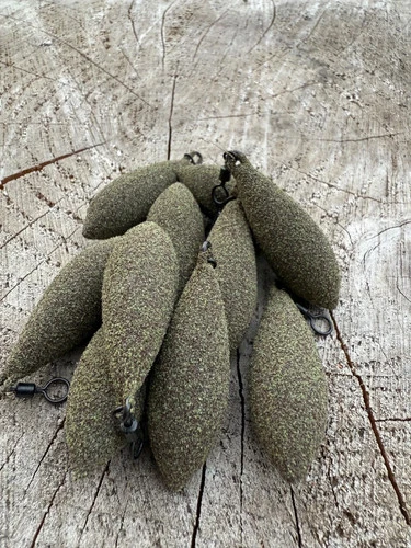 10 x  ZIP DISTANCE CAMO TEXTURE COATED CARP/BARBEL LEAD WEIGHTS - 2oz to 5oz