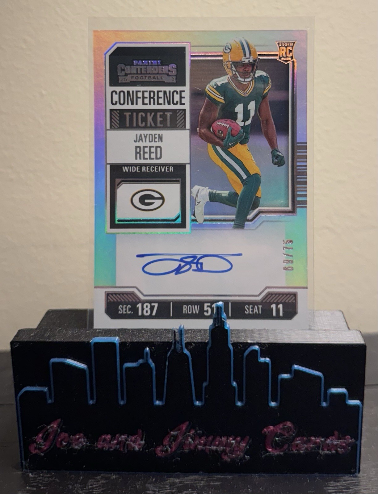 2023 Panini Contenders Jayden Reed Rookie Auto /75 Conference Ticket Variation