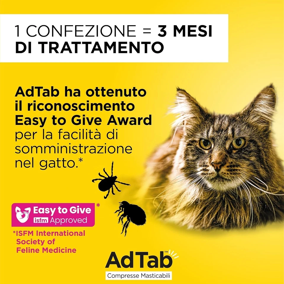 AdTab Chewable Tablets for Cats 2-8kg - 3 Tablets - Immagine 2 di 4