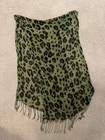Women’s Scarf Olive Army Green And Brown Leopard Print With Fringe One Size — photo 2
