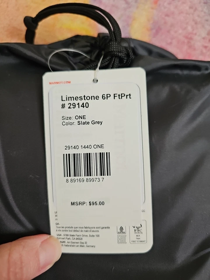 Lona protectora gris pizarra Marmot piedra caliza 6P 6 personas solo huella 29140 nueva Foto 3 de 3