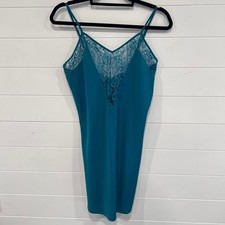 Victoria's Secret Vintage Teal lace nighty slip dress size Small Gold label