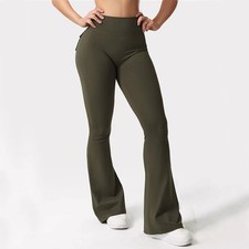 2025 Women  s Wide Leg Stretch Yoga Pants High Waist Fitness Trousers w/Pockets